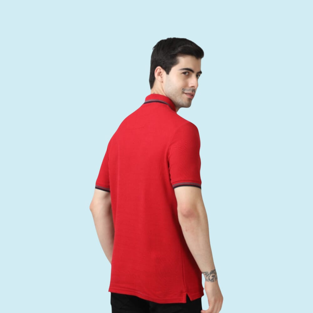 Marks & Spencer Polo T-shirt Tipping-Red with Blue